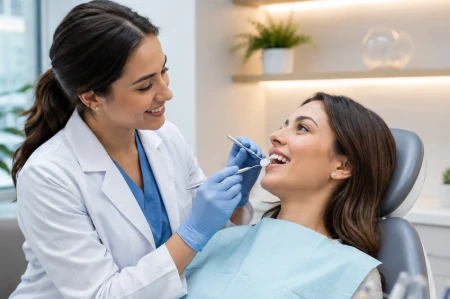 Lady dentist providing preventive dental care in Cathedral City